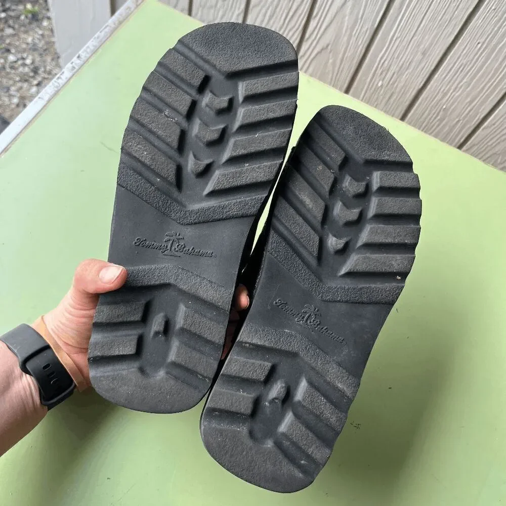 Tommy Bahama San Emilio Black Leather Sandals | Men’s Size 8 (Women’s 9.5–10)